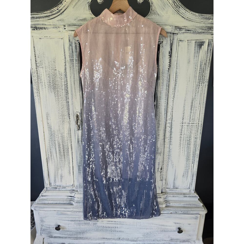 Anthropologie Cap-Sleeve Mock-Neck Slim Midi Dress - Size 10 - Picture 5 of 6